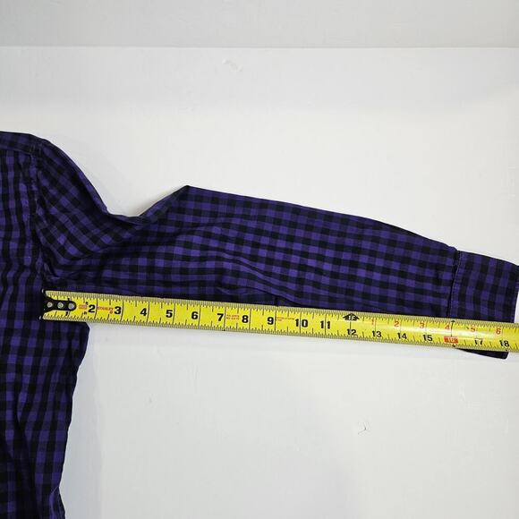 Lauren Ralph Lauren Purple and Black Gingham Checked Button Up Gold Crested M - Picture 6 of 7